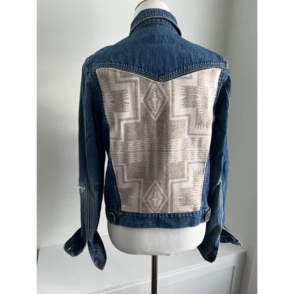 Vintage Abercrombie Jean Jacket sz L Pendeleton Wool ICONIC Cyndy Love Aspen - Picture 5 of 9